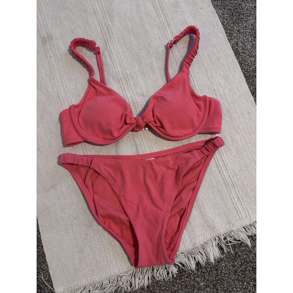 NWT Sanctuary Swim 2 Piece Underwire Bikini Sz Medium Watermelon, Coral Swimsuit
